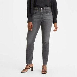 NWT Levis 501 Skinny Grey Jeans Size 32 High Rise Button Fly Denim Cropped